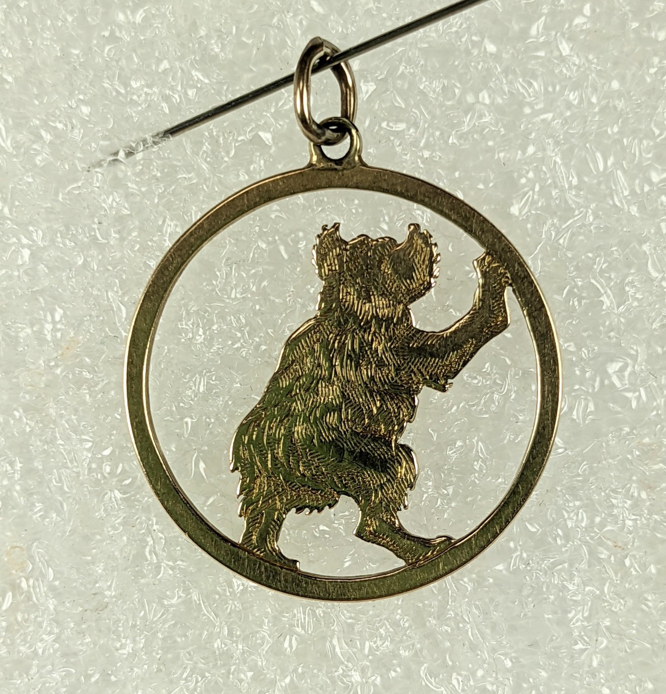 Hand Chased Gold Bear Charm For Sale 1