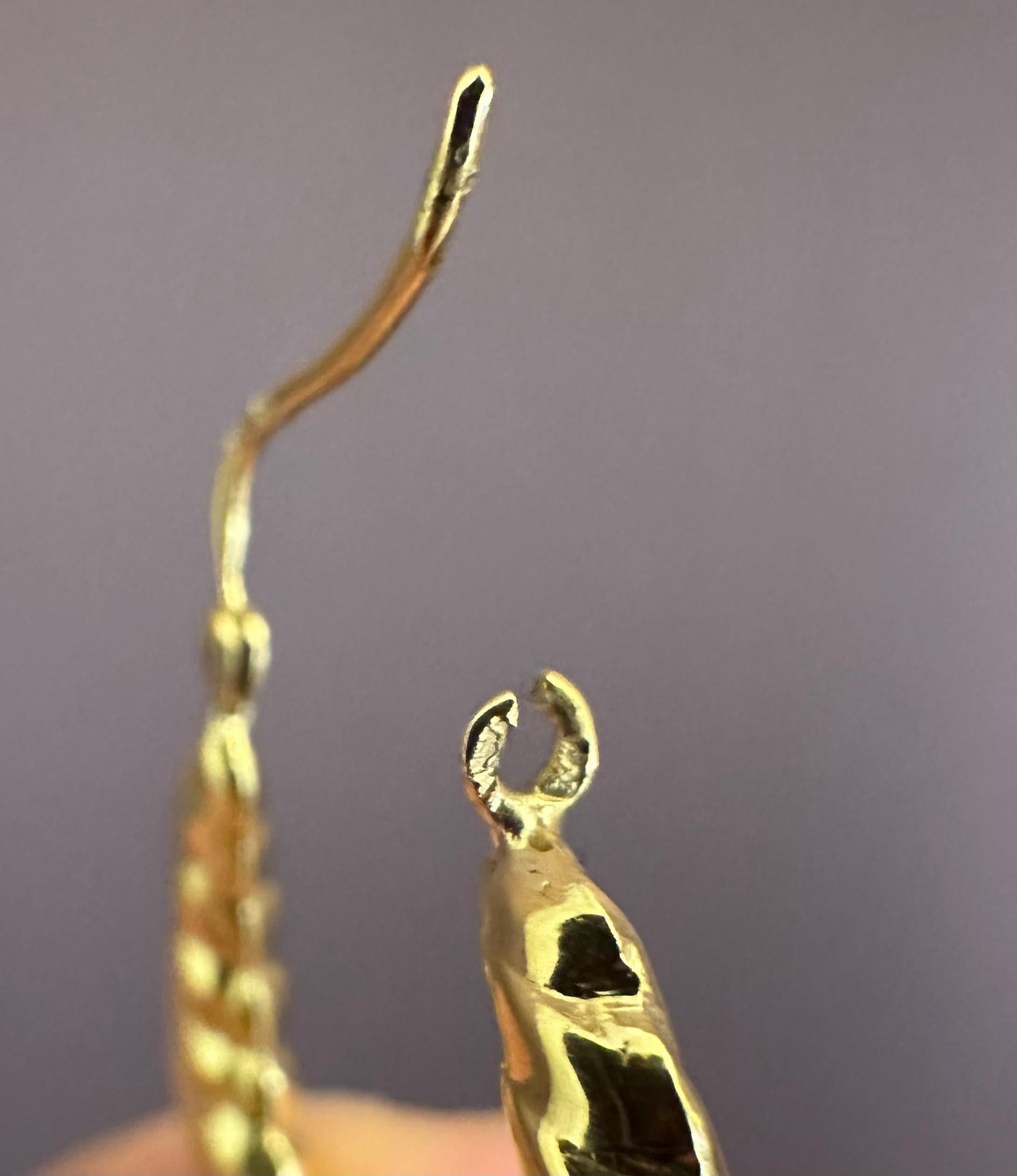 Hand Chiseled Gold Hoop Earrings For Sale 1