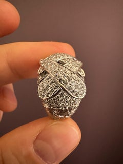 Hand Chiseled in Platinum Cocktail Ring set with Diamonds