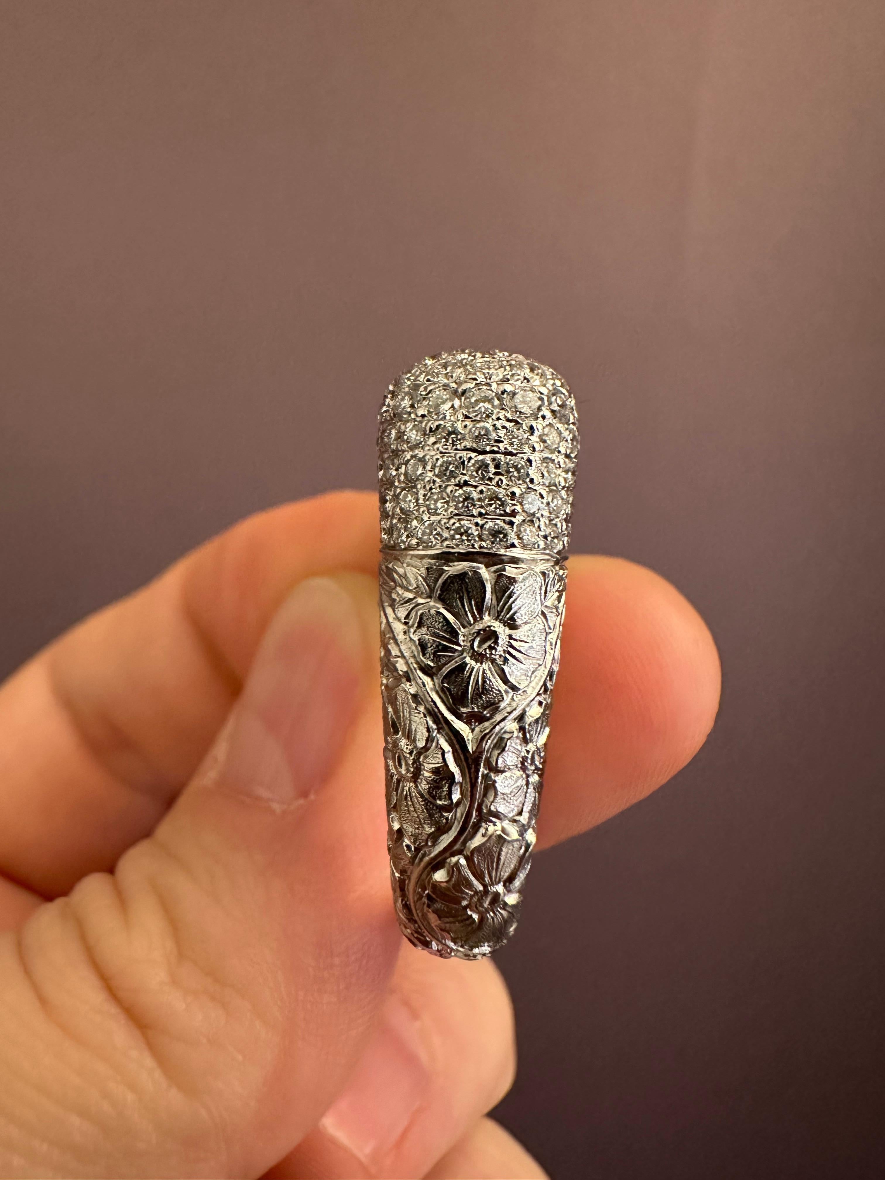 Brilliant Cut Hand Chiseled in Platinum Cocktail Ring set with Diamonds For Sale