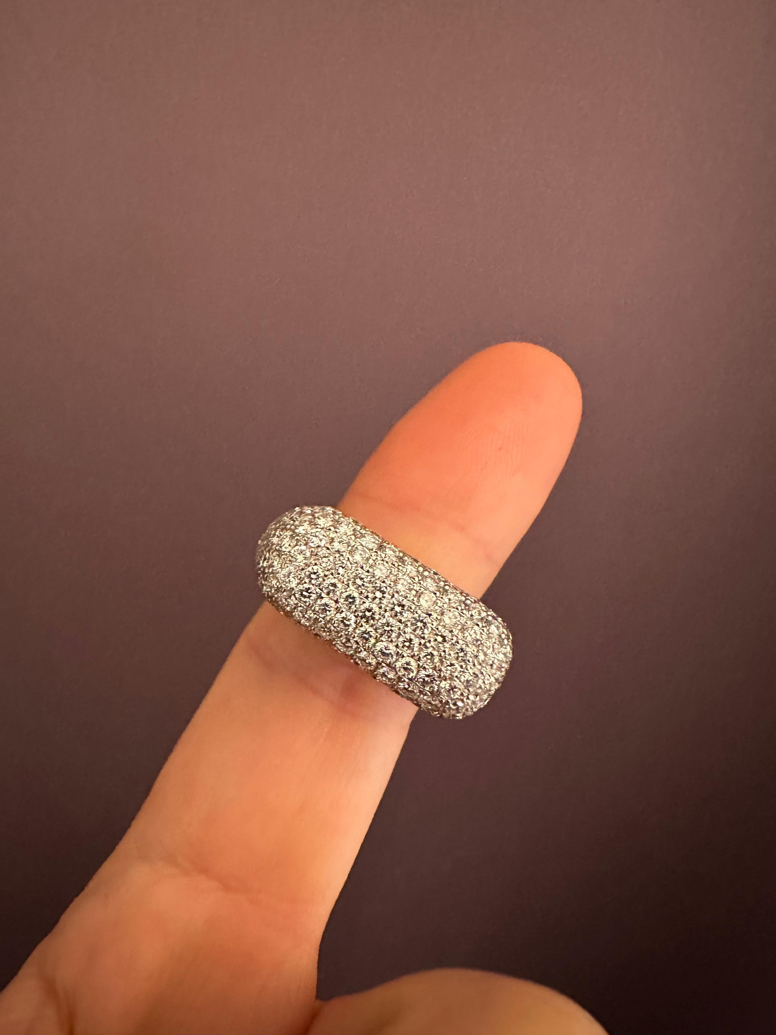 Women's or Men's Hand Chiseled in Platinum Cocktail Ring set with Diamonds For Sale