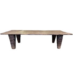 Hand-Chiseled Nagaland Tribal Carved Wood Table