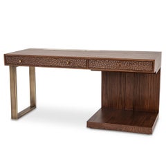 Hand Chiseled Tinted Oak Desk by Egg Designs