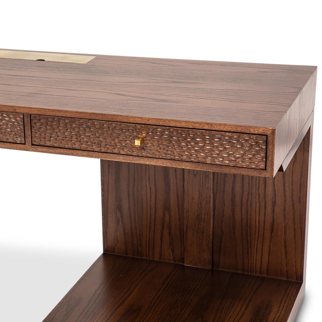 Modern Hand Chiseled Tinted Oak Desk by Egg Designs For Sale