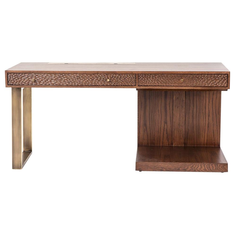 Hand Chiseled Tinted Oak Desk by Egg Designs For Sale