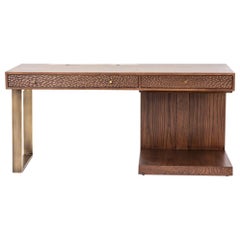 Hand Chiseled Tinted Oak Desk by Egg Designs