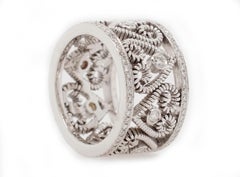 Hand-Coiled Etruscan Style Band with Bezel-Set Diamonds