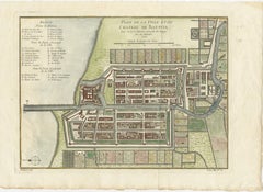 Hand-Colored 1750 Plan of Batavia, Colonial Jakarta, Indonesia by Jacques Bellin