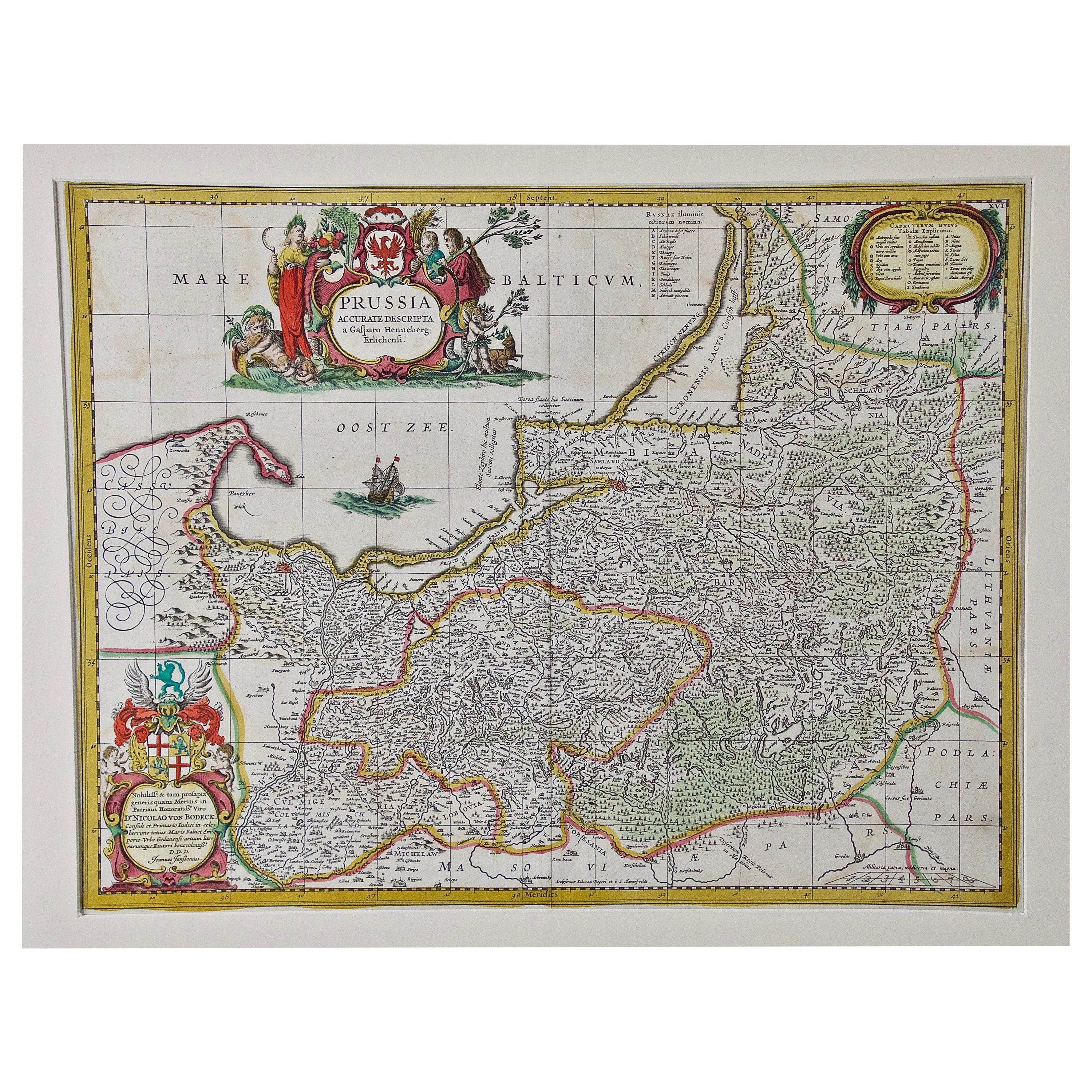 Prussia, Poland, N. Germany, Etc: A Hand-colored 17th Century Map by Janssonius