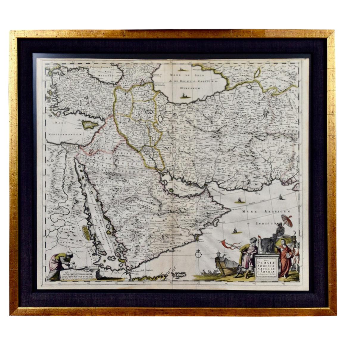 Persia, Armenia & Adjacent Regions: A 17th Century Hand-colored Map by De Wit For Sale