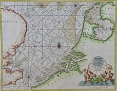 Flandes, Holanda y Norfolk: Carta marina del siglo XVII coloreada a mano por Collins