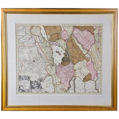 Antique Hand Colored 17th Century Visscher Map "Hollandiae" Southern Holland