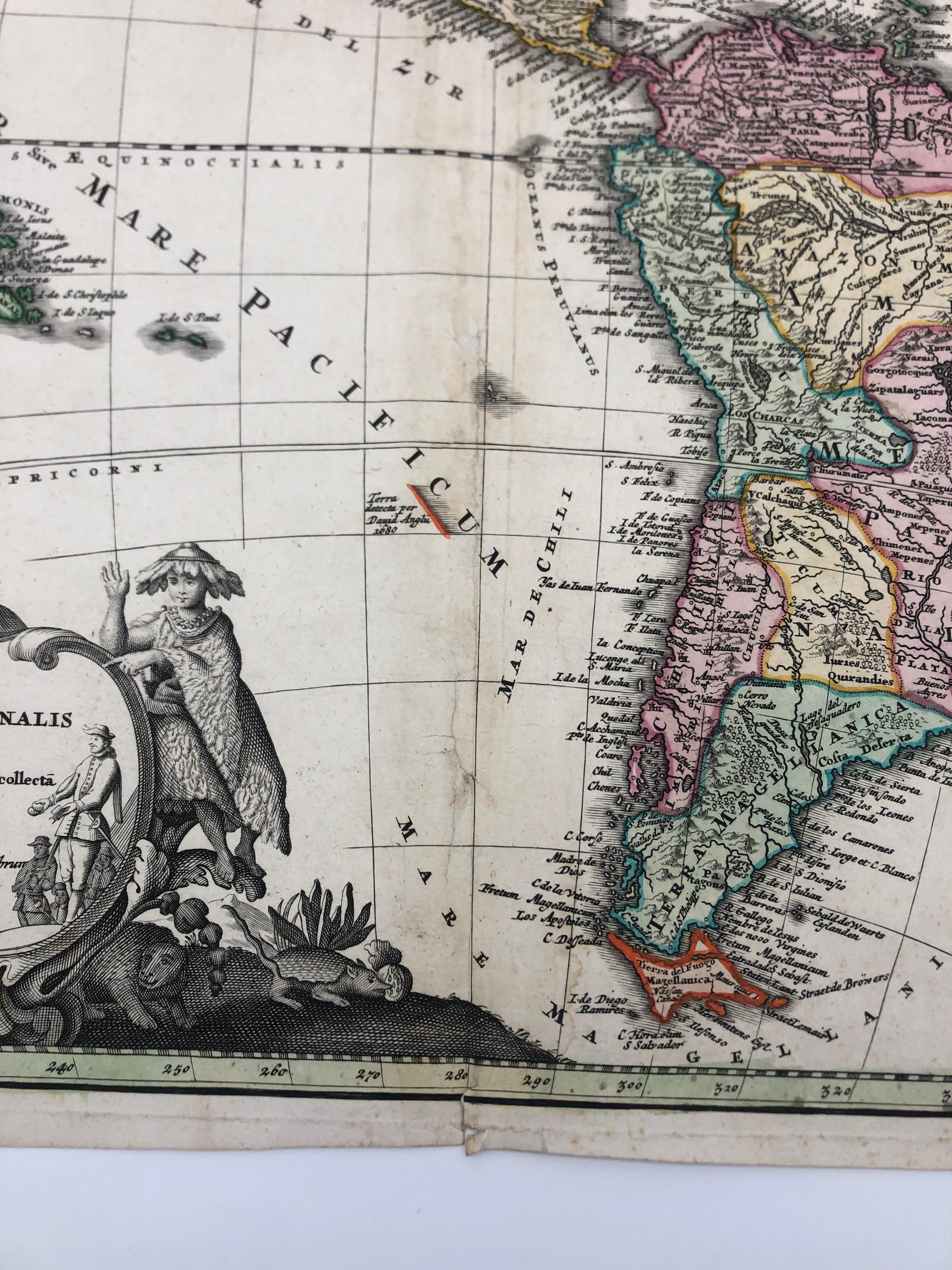 Hand Colored 18th Century Homann Map of America, 1720 2