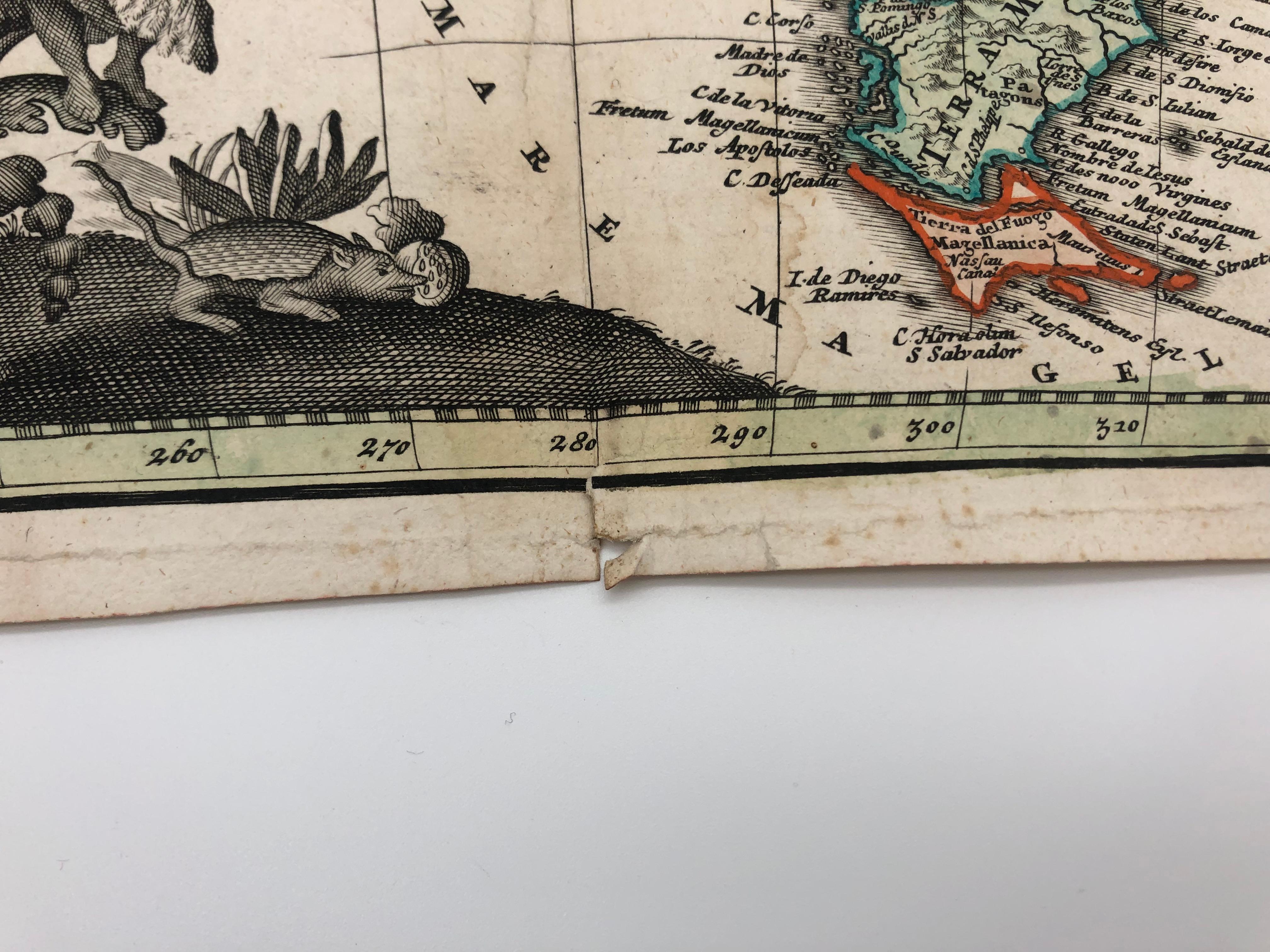 Hand Colored 18th Century Homann Map of America, 1720 1