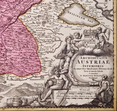 Hand Colored 18th Century Homann Map of Austria Including Vienna and the Danube