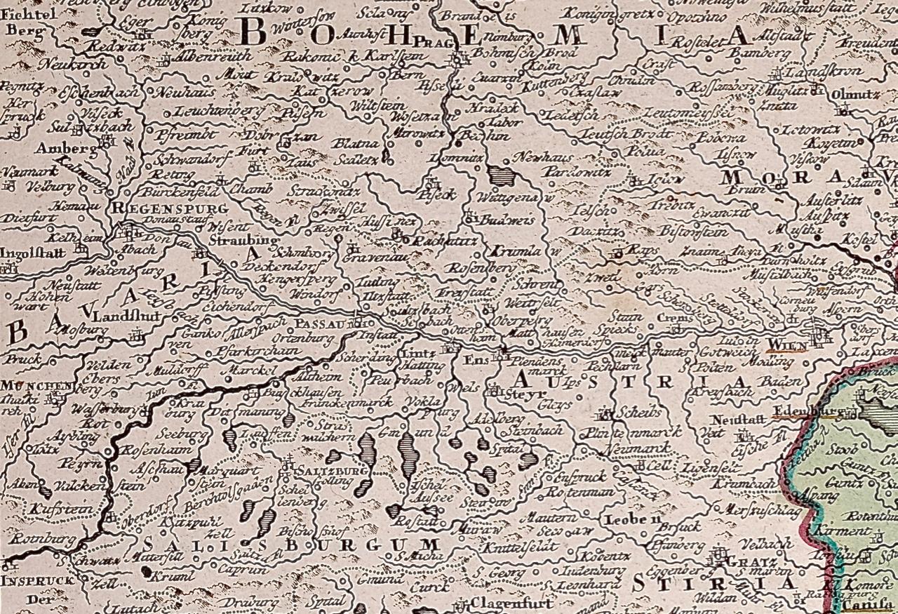 Carte Homann du 18e siècle représentant le Danube, Italie, Grèce, Croatie en vente 3