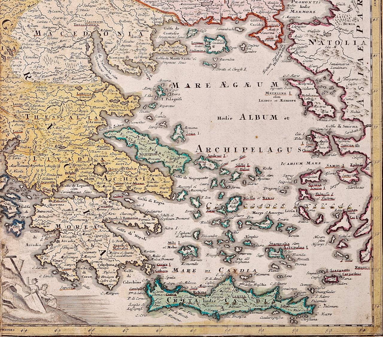 Allemand Carte Homann du 18e siècle représentant le Danube, Italie, Grèce, Croatie en vente