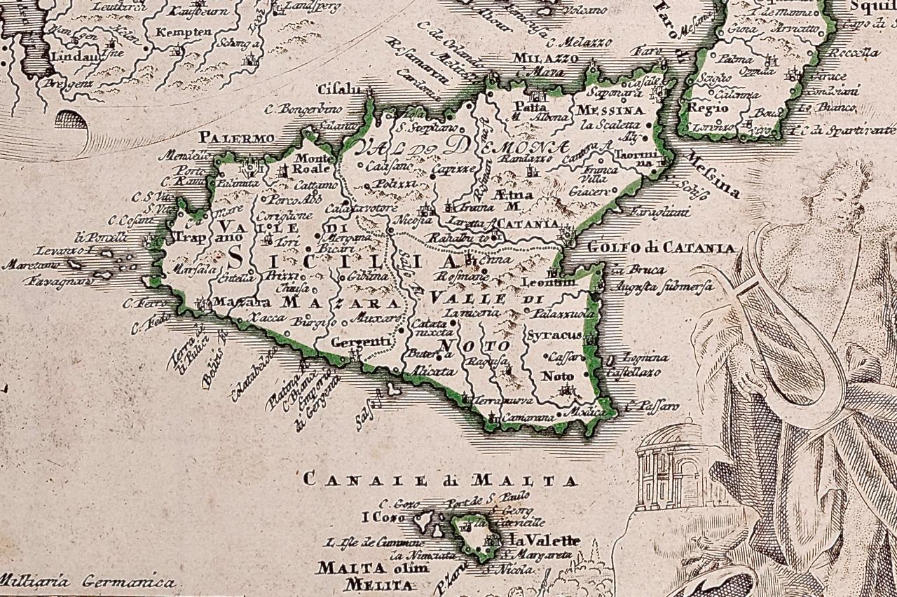 Handkolorierte Homann-Karte des Danubens aus dem 18. Jahrhundert, Italien, Griechenland, Kroatien (Deutsch) im Angebot