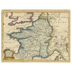 Hand-Colored Antique Map of Ancient Gaul, Roman Provinces, Circa 1748