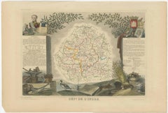 Hand Colored Antique Map of the Department of Indre, France