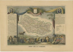 Hand Colored Antique Map of the department of Somme, France