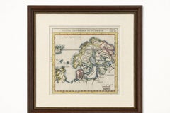 Hand-Colored Antique Miniature Map of Scandinavia, Copper Engraving, c.1700