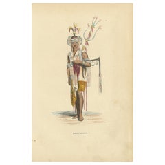 Handkolorierter antiker Druck eines Heralden von Amarasi, Kupang, Timor