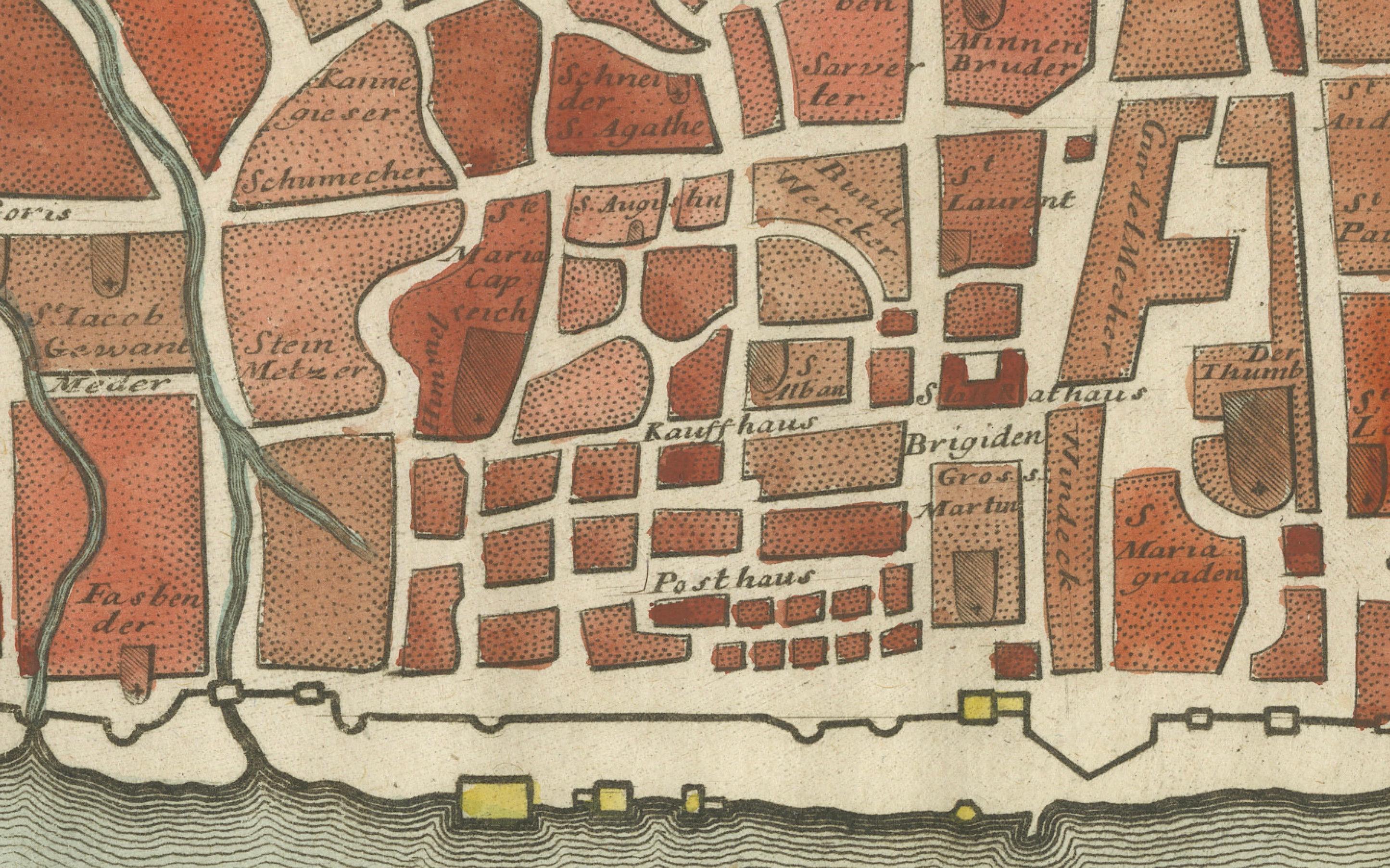 Hand-Colored City Plan of Cologne by Nicolas de Fer, 1705 For Sale 1