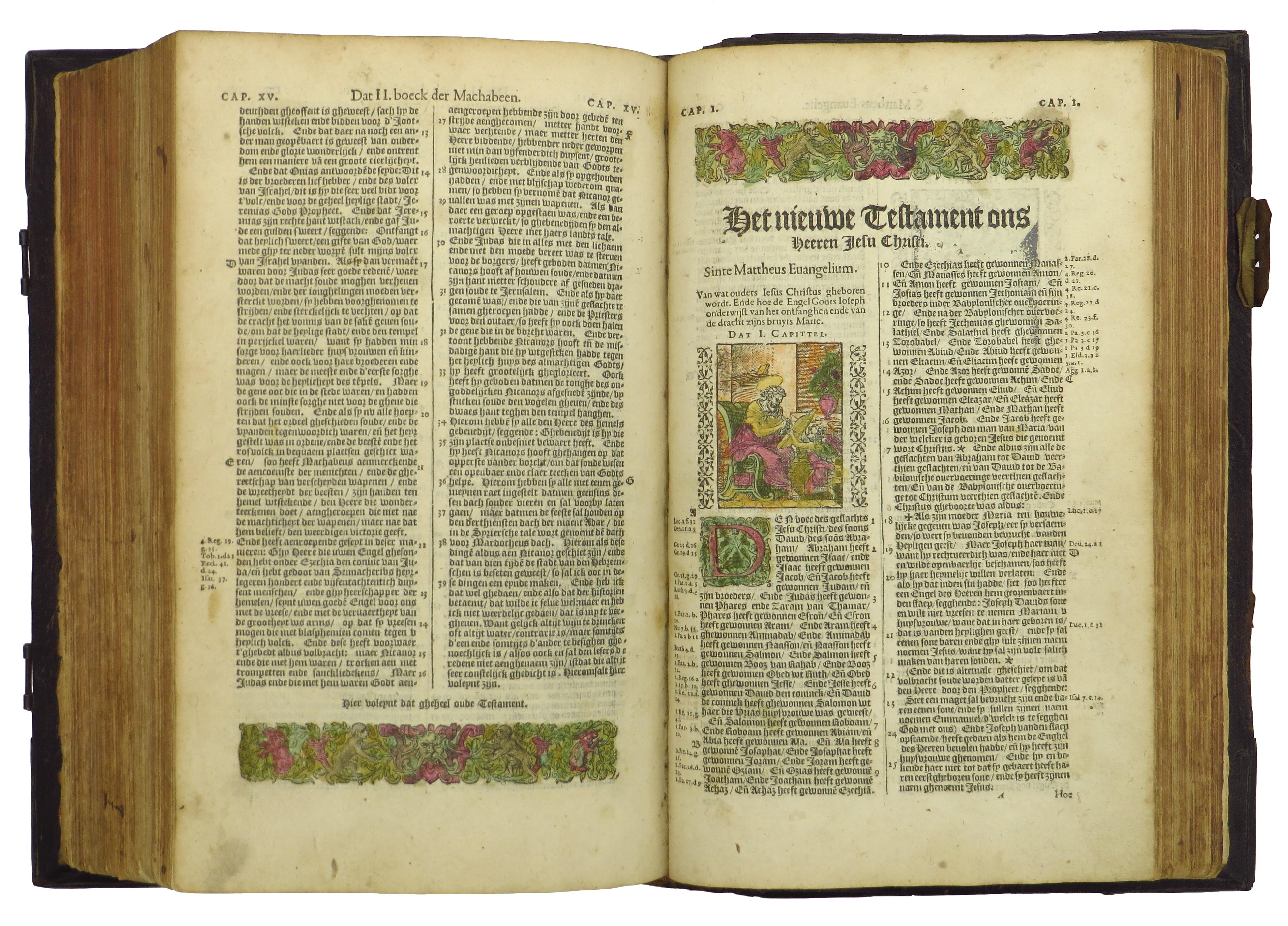 Hand-colored 16th century copy of the famous Moerentorf Bible For Sale 3
