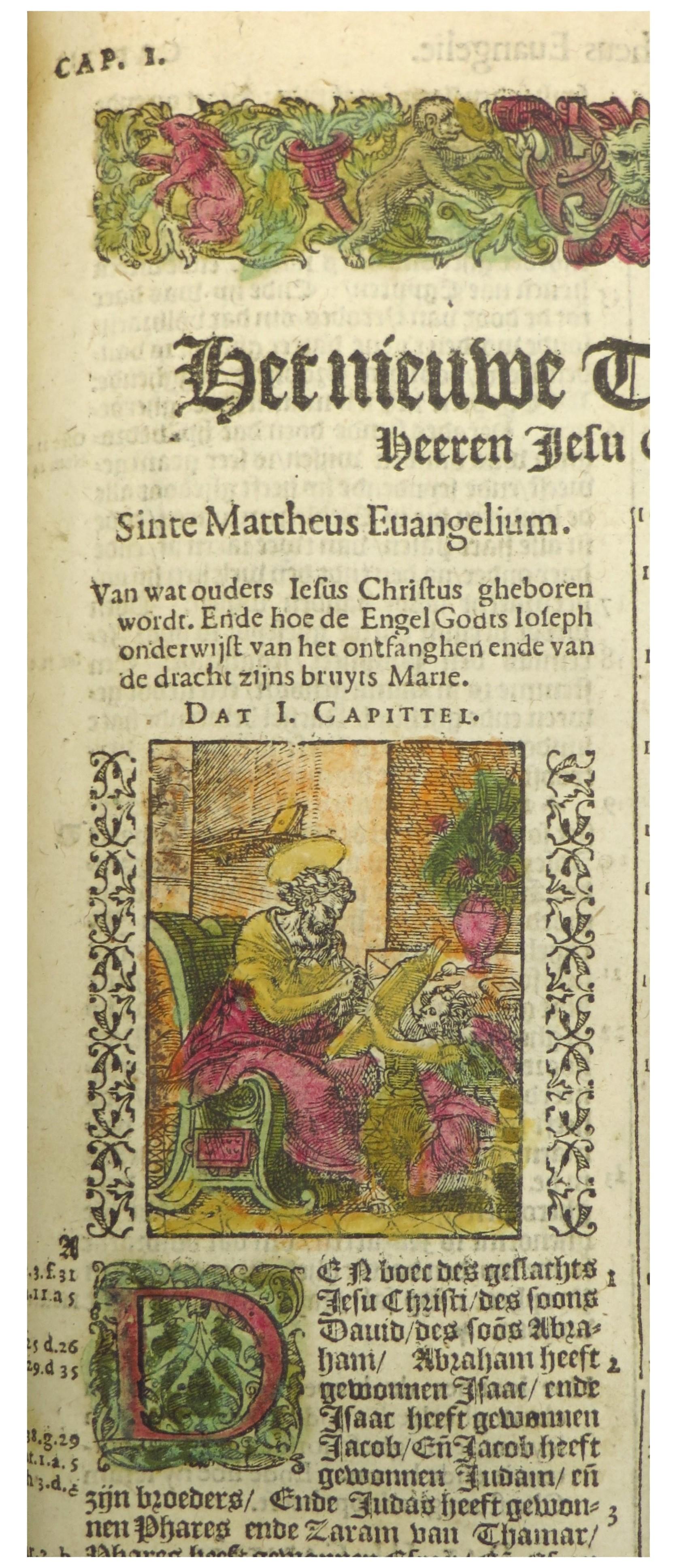 Hand-colored 16th century copy of the famous Moerentorf Bible For Sale 5
