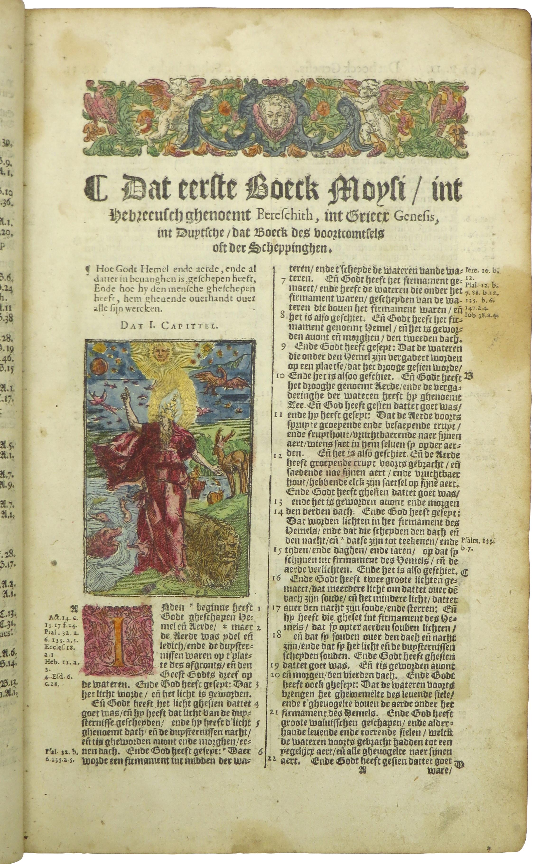 Handkoloriertes Exemplar der berühmten Moerentorf-Bibel aus dem 16. Jahrhundert im Zustand „Gut“ im Angebot in ZWIJNDRECHT, NL