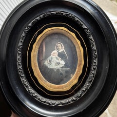 Hand-Colored Daguerreotype / Ambrotype of a Woman and Her Child, 19th Century