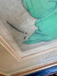 Hand Colored Drypoint Etching by Elyse Ashe Lord stickley era ,  30% OFF    SALE