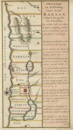 Hand-Colored Dutch Map of Ancient Israel Divided by the Twelve Tribes – c.1730