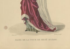 Hand-Colored Engraving of a Lady of the Court of René d’Anjou, ca. 1900 edition