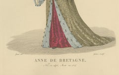 Hand-Colored Engraving of Anne de Bretagne, Queen of France, ca. 1900 edition