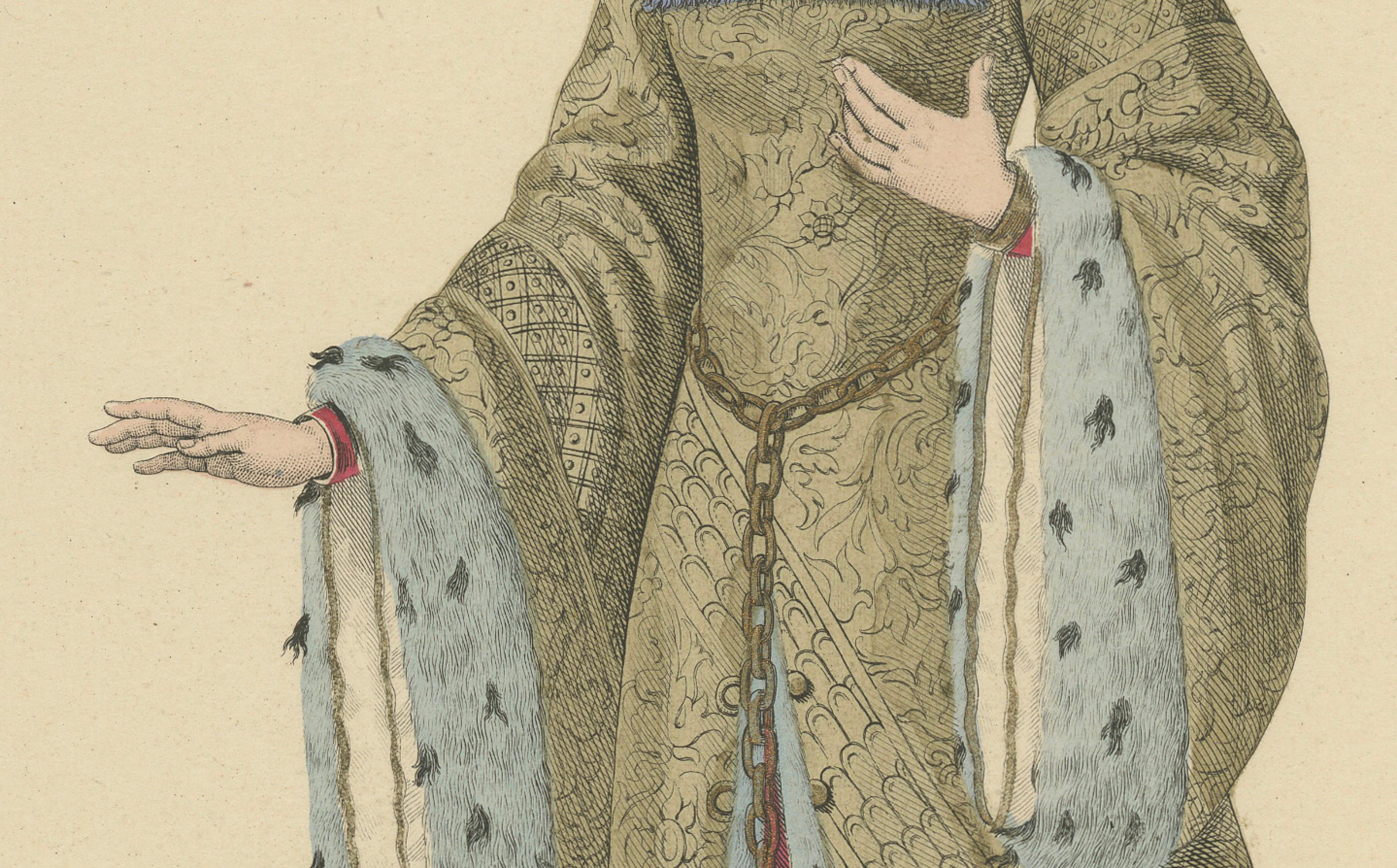 Handkolorierter Kupferstich von Anne de Bretagne, Königin von Frankreich, Ausgabe von ca. 1900 (Französisch) im Angebot