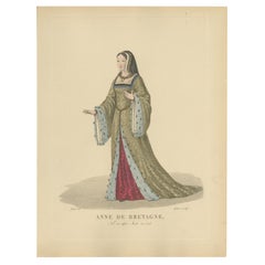 Handkolorierter Kupferstich von Anne de Bretagne, Königin von Frankreich, Ausgabe von ca. 1900