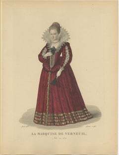Hand Colored Engraving of Catherine Henriette De Balzac D'entragues, 1900