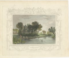 Hand-colored Engraving of Dorney Church in Buckinghamshire, England, 1835