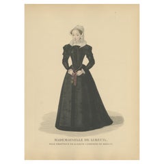 Hand Colored Engraving of Isabelle de Limeuil, a French Noblewoman, 1900