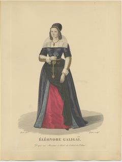 Hand Colored Engraving of Leonora Dori Galigaï, a French Courtier, 1900