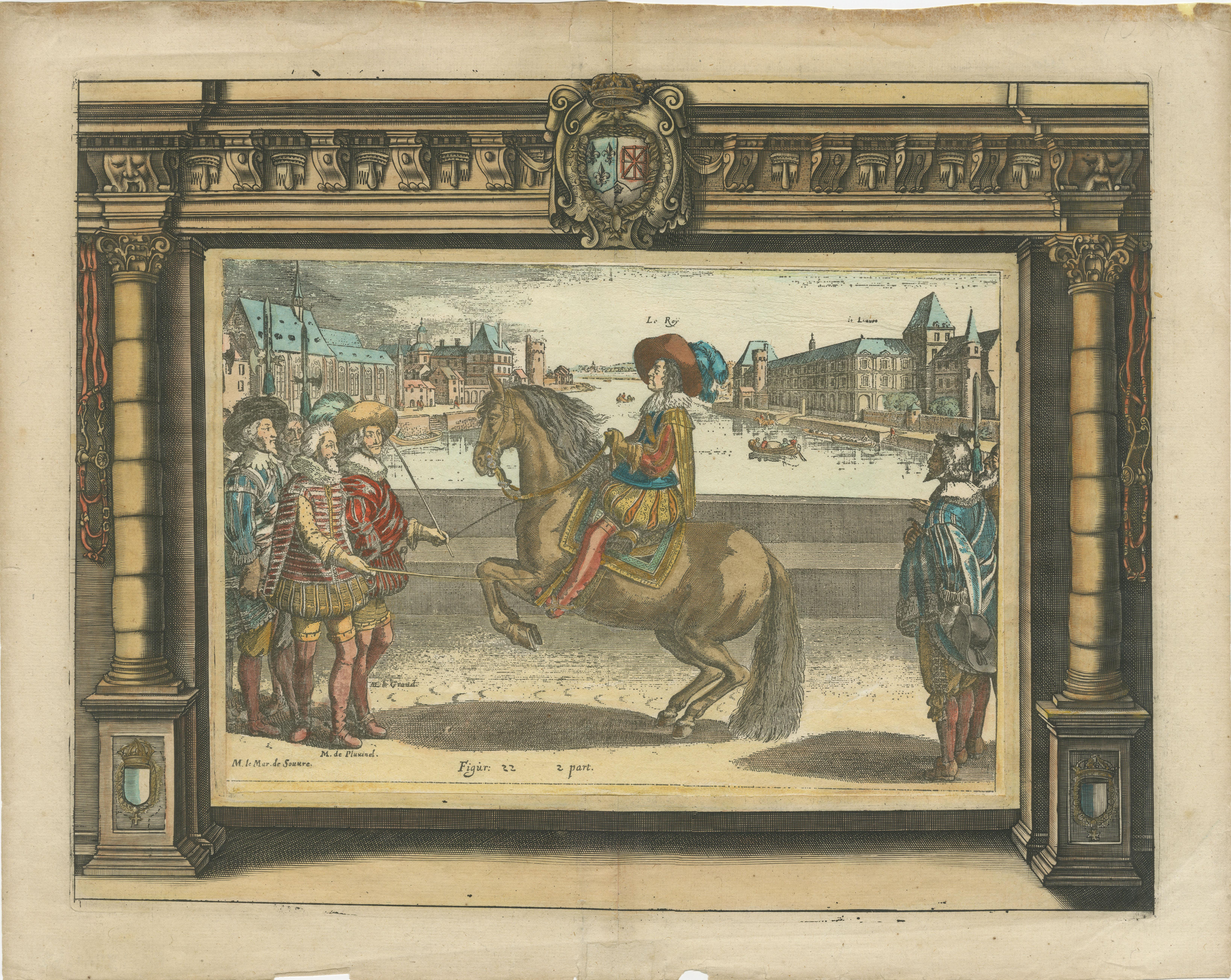 Hand-Colored Engraving of Louis XIII from Pluvinel's Equestrian Manual, 1623-1629

Description: 

This exquisite hand-colored engraving is from Antoine de Pluvinel's renowned equestrian manual, L'Instruction du Roy en l'exercice de monter à cheval.
