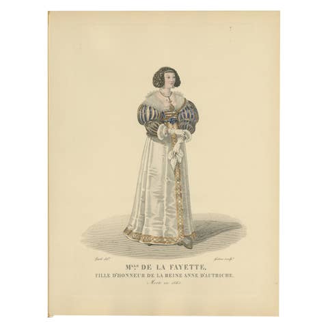 Hand Colored Engraving of Louise de La Fayette, Madame de La Fayette, 1900