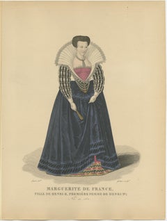 Hand Colored Engraving of Margaret of Valois, a French Princess, 1900