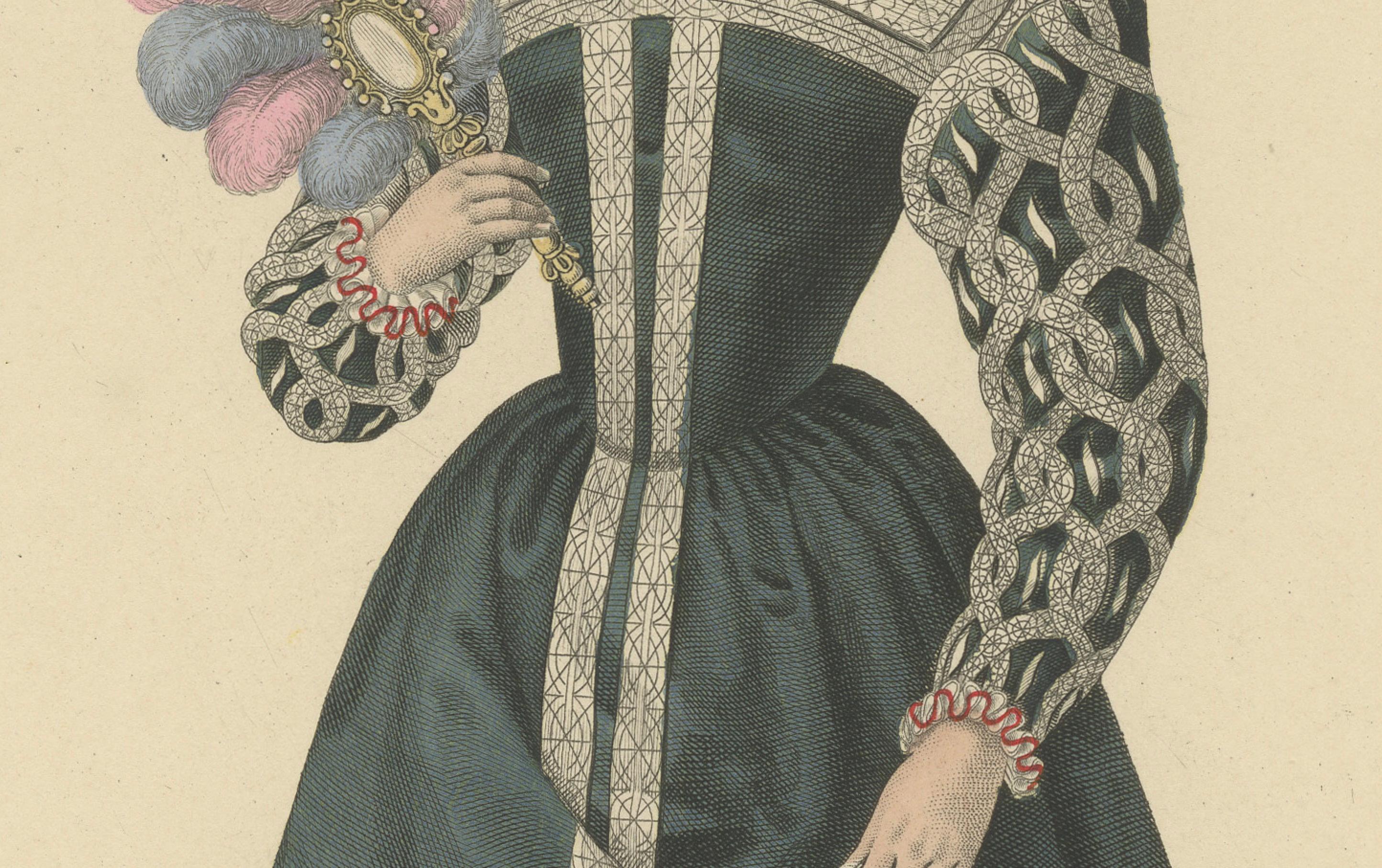 Handkolorierter Kupferstich von Marguerite de France, Tochter von François I., um 1900 (Französisch) im Angebot