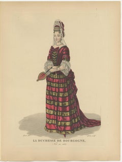 Handkolorierter Kupferstich von Marie Adélaïde von Savoyen - Herzogin von Burgund, 1900