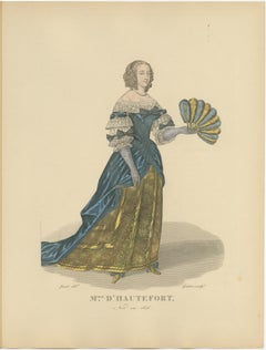 Hand Colored Engraving of Marie de Hautefort, a French Noble Women, 1900