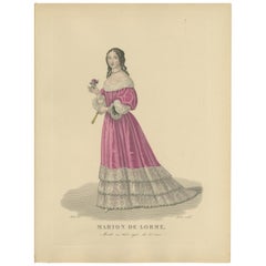 Hand Colored Engraving of Marion Delorme, a French courtesan, 1900