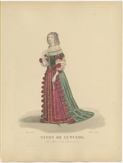 Hand Colored Engraving of Ninon De L'enclos, a French Author, 1900